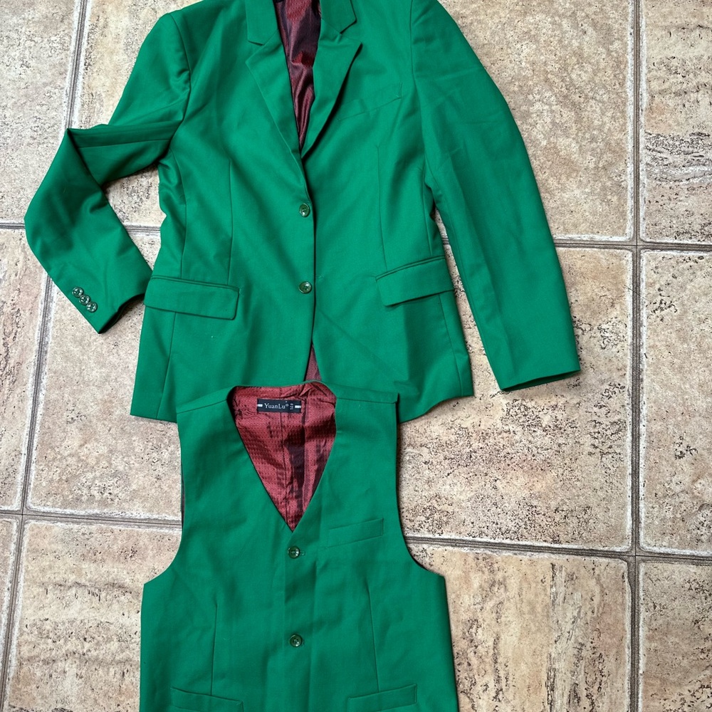 Kelky Green young man size 14  Suit & Vest with pants Set